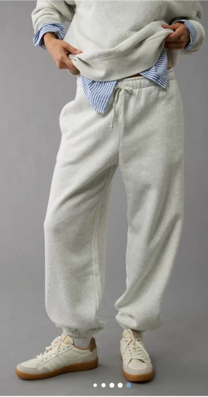 American Eagle Women Large Gray Athleisure  Drawstring Waist Jogger Sweatpants